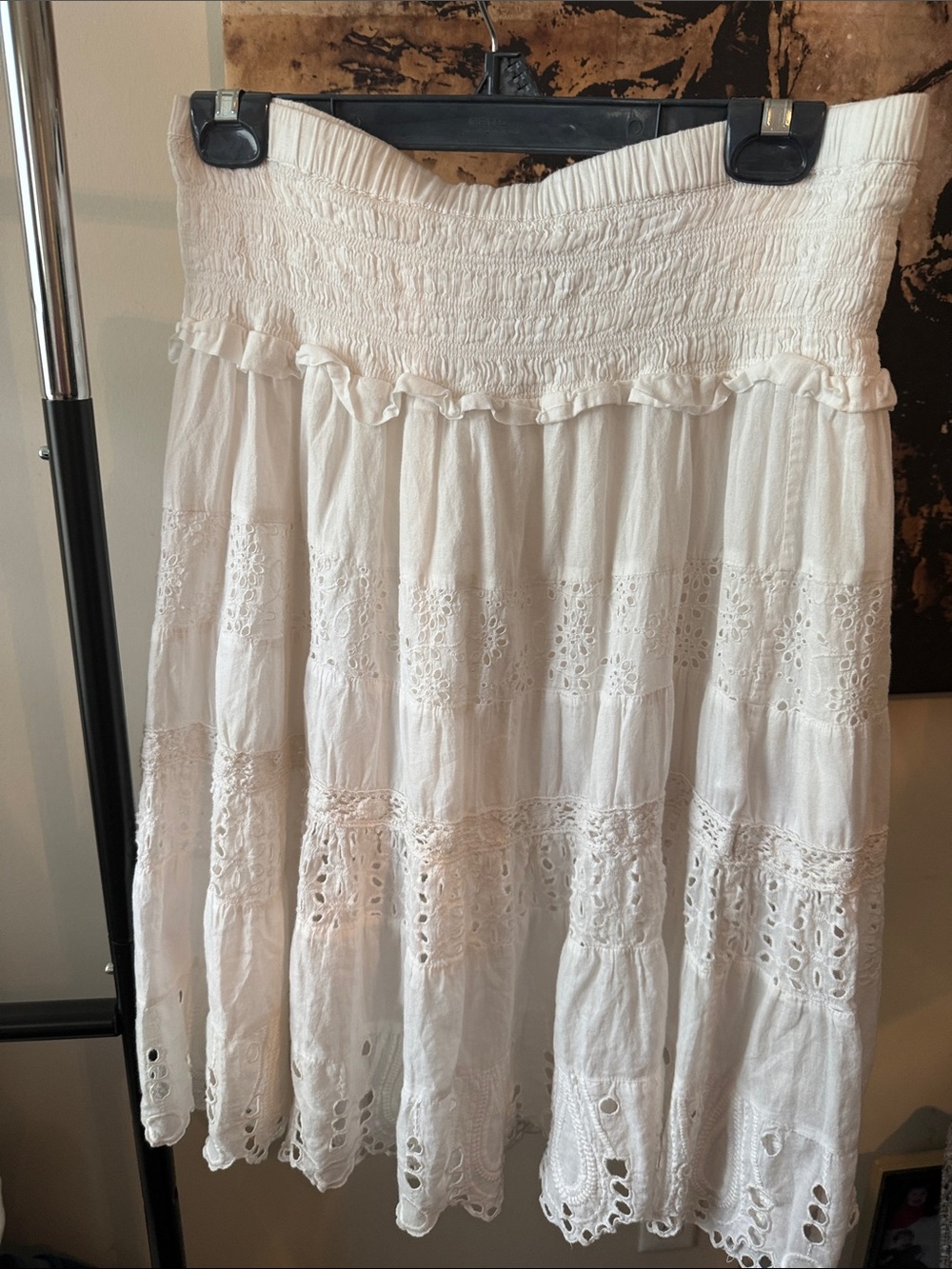 Michael Kors White Tiered Eyelet Skirt